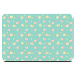 Teal Milk Hearts Large Doormat 