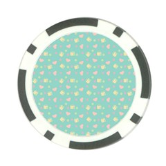 Teal Milk Hearts Poker Chip Card Guard