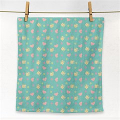 Teal Milk Hearts Face Towel