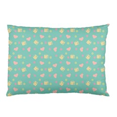 Teal Milk Hearts Pillow Case