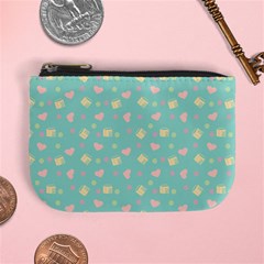 Teal Milk Hearts Mini Coin Purses