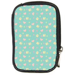 Teal Milk Hearts Compact Camera Cases