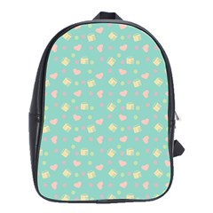 Teal Milk Hearts School Bag (Large)