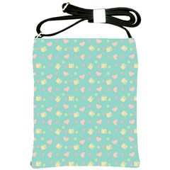 Teal Milk Hearts Shoulder Sling Bags