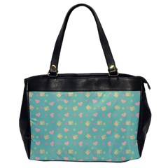 Teal Milk Hearts Office Handbags