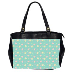 Teal Milk Hearts Office Handbags (2 Sides) 