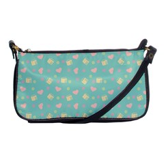 Teal Milk Hearts Shoulder Clutch Bags