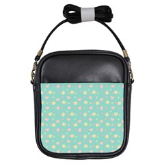 Teal Milk Hearts Girls Sling Bags