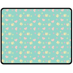 Teal Milk Hearts Fleece Blanket (Medium) 