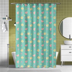 Teal Milk Hearts Shower Curtain 48  x 72  (Small) 