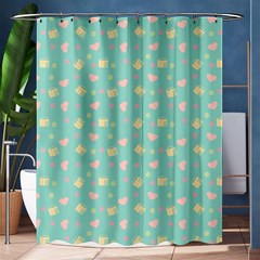 Teal Milk Hearts Shower Curtain 60  x 72  (Medium) 