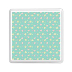 Teal Milk Hearts Memory Card Reader (Square)