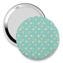 Teal Milk Hearts 3  Handbag Mirrors