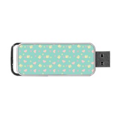 Teal Milk Hearts Portable USB Flash (One Side)