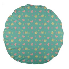 Teal Milk Hearts Large 18  Premium Round Cushions by snowwhitegirl