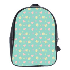 Teal Milk Hearts School Bag (XL)