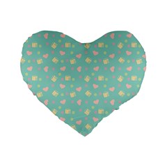 Teal Milk Hearts Standard 16  Premium Heart Shape Cushions