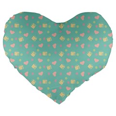 Teal Milk Hearts Large 19  Premium Heart Shape Cushions