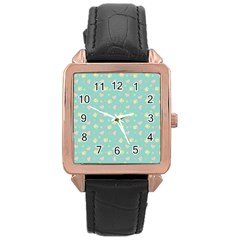 Teal Milk Hearts Rose Gold Leather Watch 