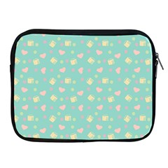 Teal Milk Hearts Apple iPad 2/3/4 Zipper Cases