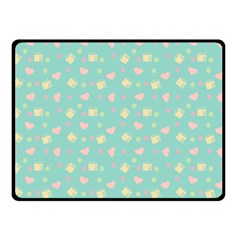 Teal Milk Hearts Double Sided Fleece Blanket (Small) 