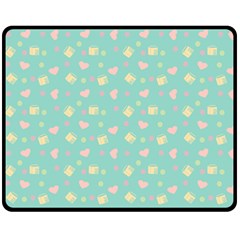 Teal Milk Hearts Double Sided Fleece Blanket (Medium) 