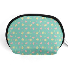 Teal Milk Hearts Accessory Pouches (Medium) 