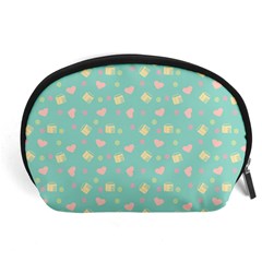 Teal Milk Hearts Accessory Pouches (Large) 