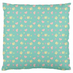 Teal Milk Hearts Standard Flano Cushion Case (One Side)