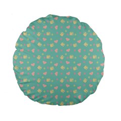 Teal Milk Hearts Standard 15  Premium Flano Round Cushions