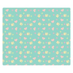 Teal Milk Hearts Double Sided Flano Blanket (Small) 