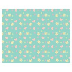 Teal Milk Hearts Double Sided Flano Blanket (medium) 