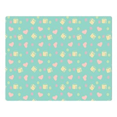 Teal Milk Hearts Double Sided Flano Blanket (Large) 