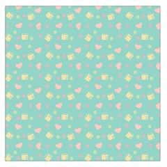 Teal Milk Hearts Large Satin Scarf (Square)