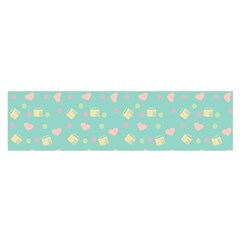 Teal Milk Hearts Satin Scarf (Oblong)