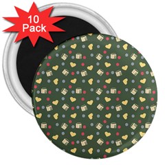 Green Milk Hearts 3  Magnets (10 Pack)  by snowwhitegirl