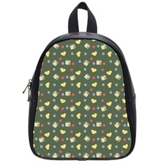 Green Milk Hearts School Bag (small) by snowwhitegirl