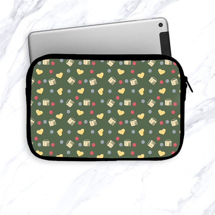 Green Milk Hearts Apple iPad Mini Zipper Cases