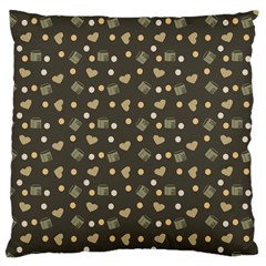 Charcoal Grey  Milk Hearts Large Cushion Case (two Sides) by snowwhitegirl