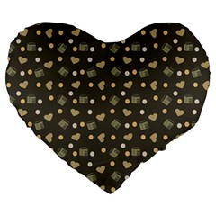 Charcoal Grey  Milk Hearts Large 19  Premium Heart Shape Cushions by snowwhitegirl