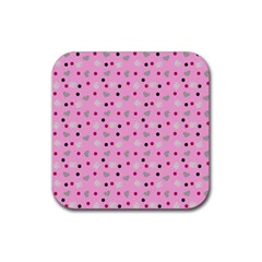 Pink Milk Hearts Rubber Coaster (square)  by snowwhitegirl