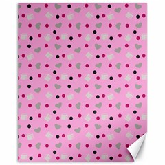 Pink Milk Hearts Canvas 11  X 14   by snowwhitegirl