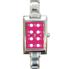 Pink Dot Rectangle Italian Charm Watch by snowwhitegirl