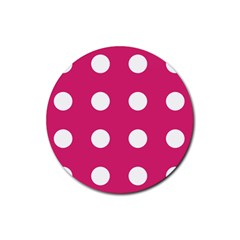 Pink Dot Rubber Round Coaster (4 Pack)  by snowwhitegirl