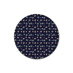 Blue Milk Hearts Rubber Coaster (round)  by snowwhitegirl