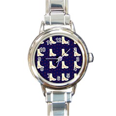 Navy Boots Round Italian Charm Watch by snowwhitegirl