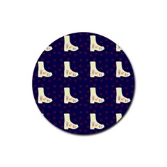 Navy Boots Rubber Round Coaster (4 Pack)  by snowwhitegirl