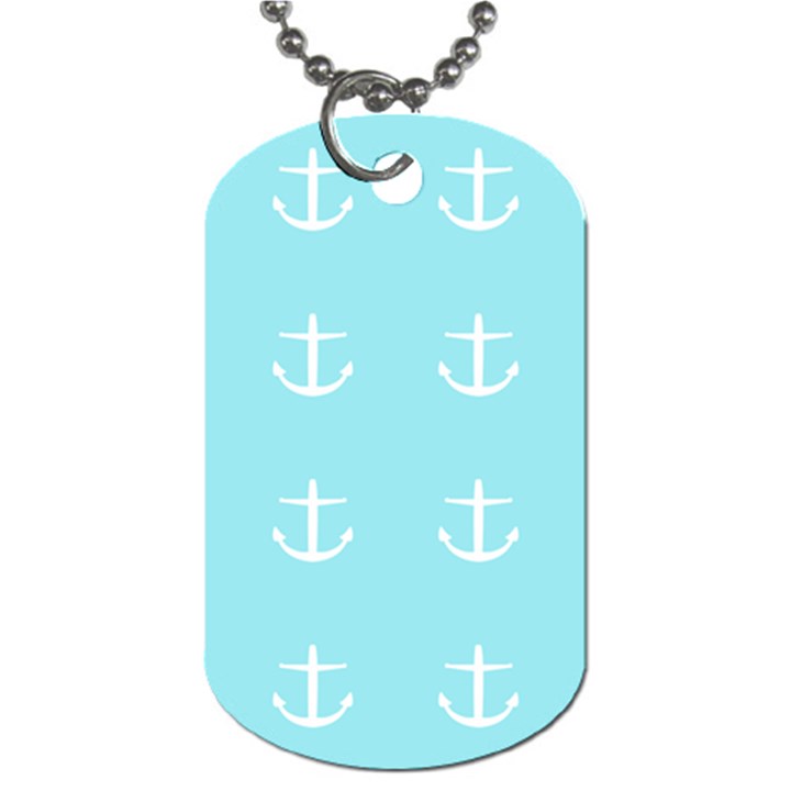 Aqua Anchor Dog Tag (One Side)