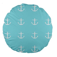 Aqua Anchor Large 18  Premium Round Cushions by snowwhitegirl