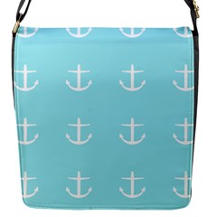 Aqua Anchor Flap Messenger Bag (s) by snowwhitegirl